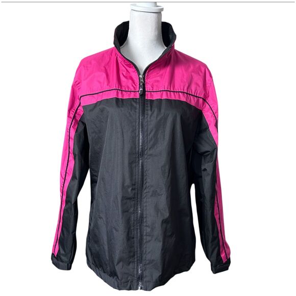 i5 Apparel Black Pink Windbreaker Jacket Size L Mesh Lined Zip Up - Picture 9 of 11